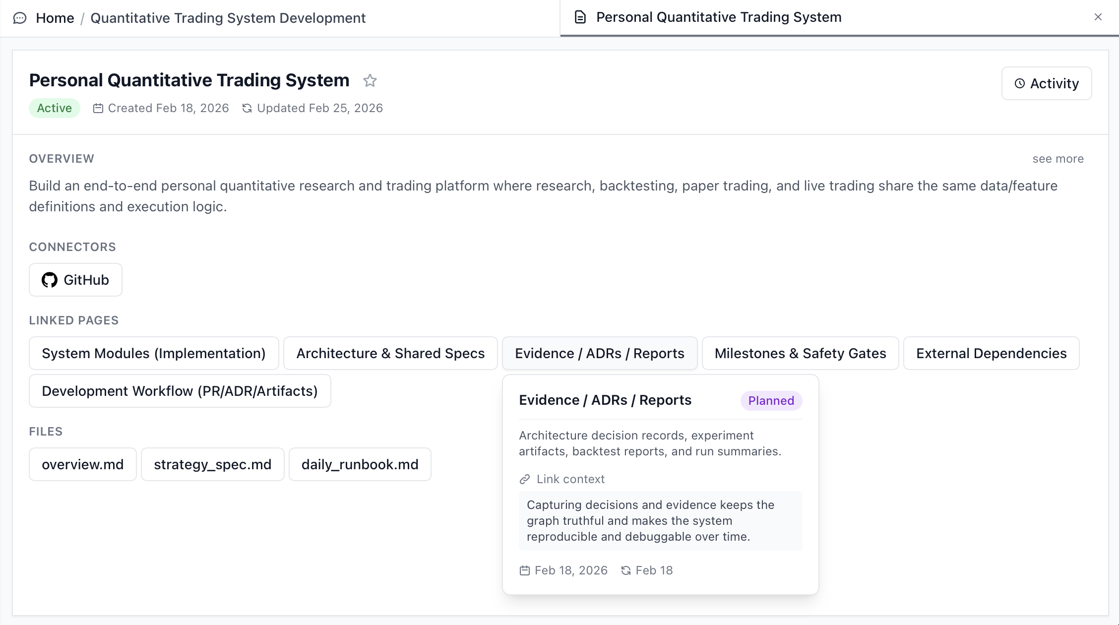 Page Structure - Overview, Connectors, Linked Pages